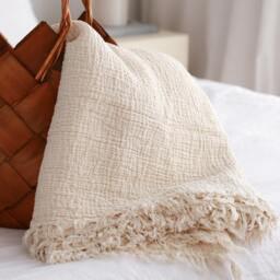 Lightweight Bedspread, Oversize King Blanket, Gauze Bed Cover, Soft Summer Blanket - thumbnail 2