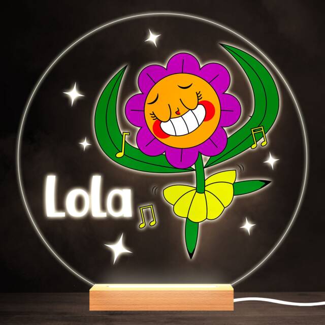 Funny Dancing Flower Colourful Round Personalised Gift Led Lamp Night Light - Bedroom - image 1