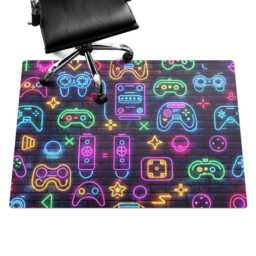Neon Game Controllers Desk Chair Mat, Purple Computer Office Hobby Gaming Floor Protector - thumbnail 3
