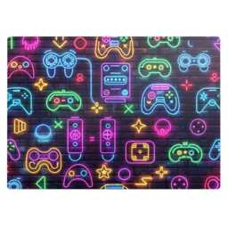 Neon Game Controllers Desk Chair Mat, Purple Computer Office Hobby Gaming Floor Protector - thumbnail 2