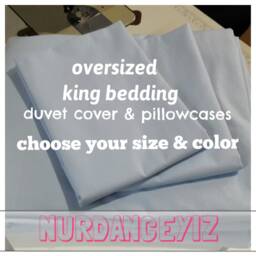 Oversized King Cotton Duvet Cover Set 120x120 Solid Blue Gray Pink White, Palatial Size 118x114 - thumbnail 2