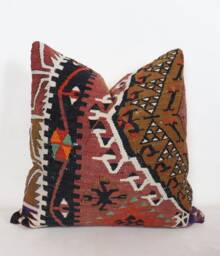 "Kilim Pillow , Wool Kilim Cousin From Anatolia, 24""x24" - thumbnail 1