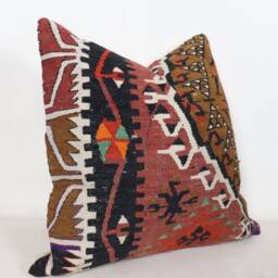 "Kilim Pillow , Wool Kilim Cousin From Anatolia, 24""x24" - thumbnail 2