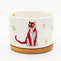 Year Of The Tiger Ceramic Succulent Planter With Bamboo Tray - thumbnail 2