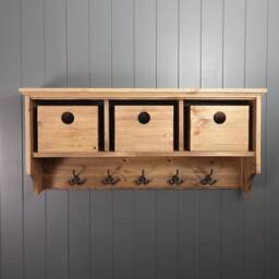 Country Farmhouse Coat Rack Including Handmade Matching Wooden Storage Box Baskets Choice Of Finishes - thumbnail 3