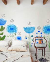 Wall Decal Giant Flower Blue No. 4, Home D??cor, Bedroom Floral Decal, Nursery Decor, Dream Meadow Collection