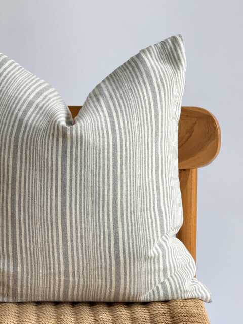 White Gray Striped Pillow Cover, Faded Pillow, Beach Home Decor - image 1