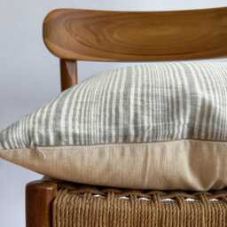 White Gray Striped Pillow Cover, Faded Pillow, Beach Home Decor - thumbnail 2