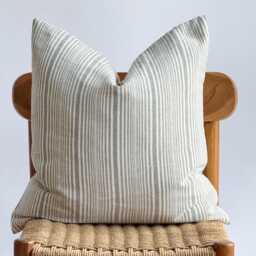 White Gray Striped Pillow Cover, Faded Pillow, Beach Home Decor - thumbnail 3