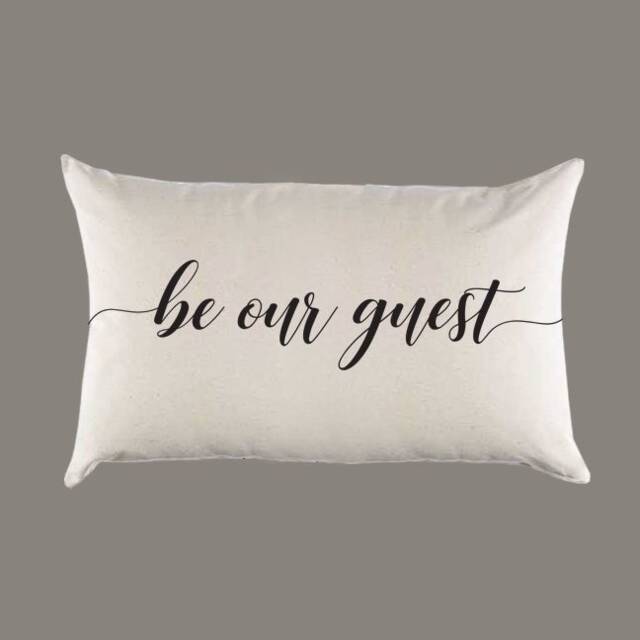 Be Our Guest Canvas Pillow Or Cover - Home Throw Lumbar Room - image 1