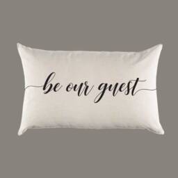 Be Our Guest Canvas Pillow Or Cover - Home Throw Lumbar Room - thumbnail 1