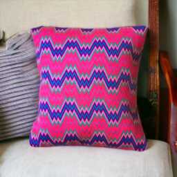 Contemporary One Of A Kind Bargello Needlepoint Cushion - thumbnail 1