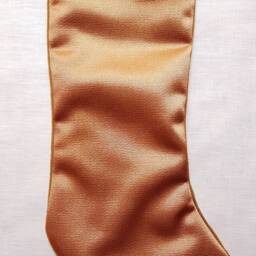 Luxury Christmas Stocking Fortuny Fabric Copper & Silvery Gold Piumette Pattern - Made in Italy - thumbnail 2
