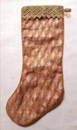 Luxury Christmas Stocking Fortuny Fabric Copper & Silvery Gold Piumette Pattern - Made in Italy - thumbnail 1