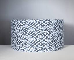 Indigo Blue Dash Pattern Lampshade, For Ceiling Or Lamp Base, 20cm To 50cm ??, Handmade By Vivid Shades