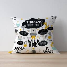Personalised Baby Birth Cushion - Wild One Animal Scandinavian Design Ideal Gift For A Newborn Or Child To Brighten Up Nursery/Bedroom - thumbnail 3