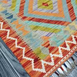 Traditional Kilim Rug, Handmade Artisan Afghan Turkish Scandinavian Navajo Bohemian Wool Flatweave Multicolour Rug 118x74 cm - thumbnail 2