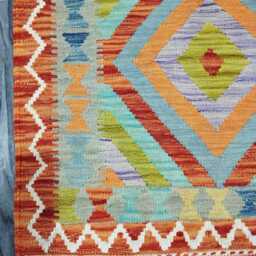 Traditional Kilim Rug, Handmade Artisan Afghan Turkish Scandinavian Navajo Bohemian Wool Flatweave Multicolour Rug 118x74 cm - thumbnail 4
