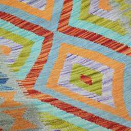 Traditional Kilim Rug, Handmade Artisan Afghan Turkish Scandinavian Navajo Bohemian Wool Flatweave Multicolour Rug 118x74 cm - thumbnail 3