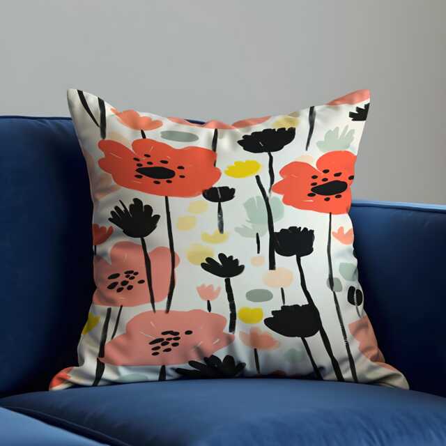 Floral Cushion Cover, Modern Abstract Flower Pillowcase, Soft Decorative Throw Case, Contemporary Living Room Decor - image 1
