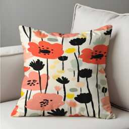 Floral Cushion Cover, Modern Abstract Flower Pillowcase, Soft Decorative Throw Case, Contemporary Living Room Decor - thumbnail 4