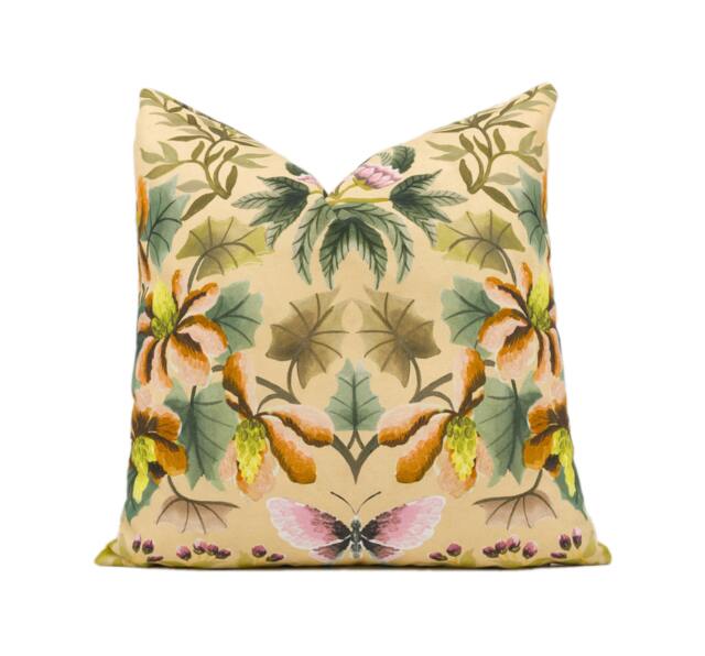 Designers Guild - Ikebana Damask Coral Painterly Kaleidoscopic Floral Cushion Cover Handmade Throw Pillow Designer Home D??cor - image 1