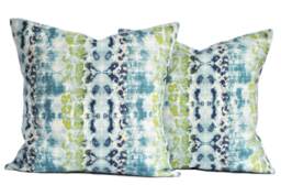 Two High Quality Ikat Pillow Covers, Navy Pillow, Cushion, Decorative Throw Lime Green Turquoise Pillow - thumbnail 1