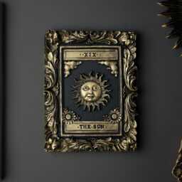 Sun Tarot Card Wall Art - Black Gold Original Gothic Home Decor - thumbnail 4