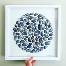 Cornish Mussel Shell Wall Art Extra Large Framed Picture Beach House Decor Handmade in Cornwall - thumbnail 2