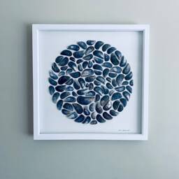 Cornish Mussel Shell Wall Art Extra Large Framed Picture Beach House Decor Handmade in Cornwall - thumbnail 1