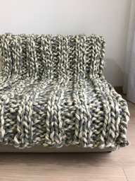 Big Knit Blanket Chunky Giant Throw Merino Wool Arm Knitting Gray Chunky - thumbnail 1