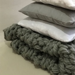 Big Knit Blanket Chunky Giant Throw Merino Wool Arm Knitting Gray Chunky - thumbnail 3