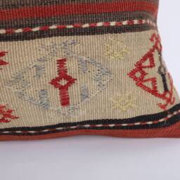 Handmade Turkish Kilim Lumbar Pillow Cover Wool Cushion - 16x24 - thumbnail 3