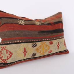 Handmade Turkish Kilim Lumbar Pillow Cover Wool Cushion - 16x24 - thumbnail 2