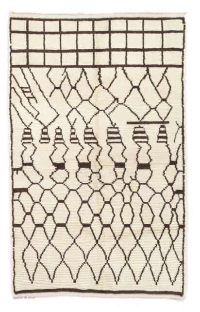 Handmade Beige Beni Ourain Moroccan Rug Brown Tribal Art Deco Berber Rug - image 1