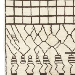 Handmade Beige Beni Ourain Moroccan Rug Brown Tribal Art Deco Berber Rug - thumbnail 4