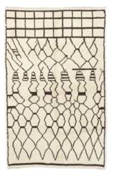 Handmade Beige Beni Ourain Moroccan Rug Brown Tribal Art Deco Berber Rug - thumbnail 1