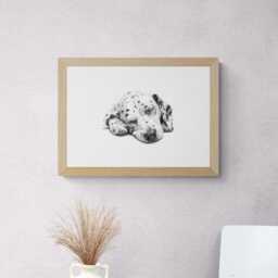 Sleeping Dalmatian Print, Dog Vintage Sketch, Farmhouse Decor, Gifts - thumbnail 3