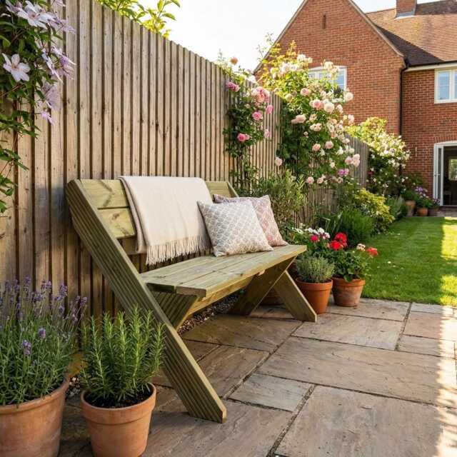 Deckfusion Garden Seat With Back, Wooden Fence Bench - image 1