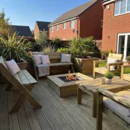 Deckfusion Garden Seat With Back, Wooden Fence Bench - thumbnail 2