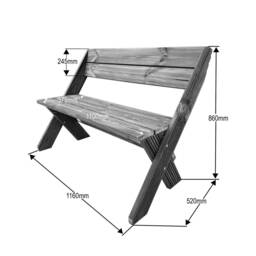Deckfusion Garden Seat With Back, Wooden Fence Bench - thumbnail 3