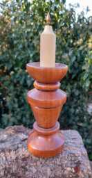 Handcrafted Wooden Candle Holder Turned in Reclaimed Mahogany - thumbnail 1