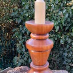 Handcrafted Wooden Candle Holder Turned in Reclaimed Mahogany - thumbnail 2