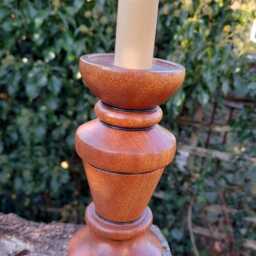 Handcrafted Wooden Candle Holder Turned in Reclaimed Mahogany - thumbnail 3