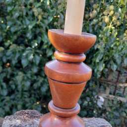 Handcrafted Wooden Candle Holder Turned in Reclaimed Mahogany - thumbnail 4