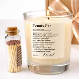 Personalised Tennis Gift - Fan Definition Candle Coach Thank You Birthday Christmas Present