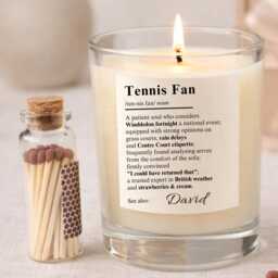 Personalised Tennis Gift - Fan Definition Candle Coach Thank You Birthday Christmas Present - thumbnail 4