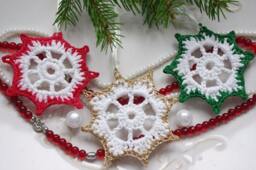 Crochet Christmas Ornaments, Snowflake Hanging Crochet Tree Decorations, Xmas Decor - thumbnail 1
