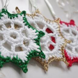 Crochet Christmas Ornaments, Snowflake Hanging Crochet Tree Decorations, Xmas Decor - thumbnail 3
