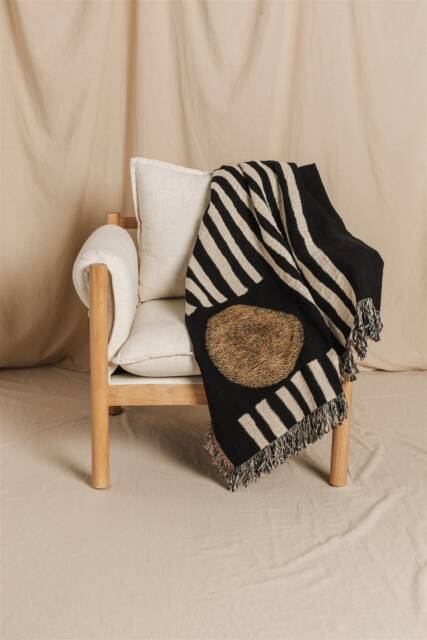 Mid Century Modern Home Decor Accent Piece Large Soft Woven Throw Blanket, 100% Cotton - image 1